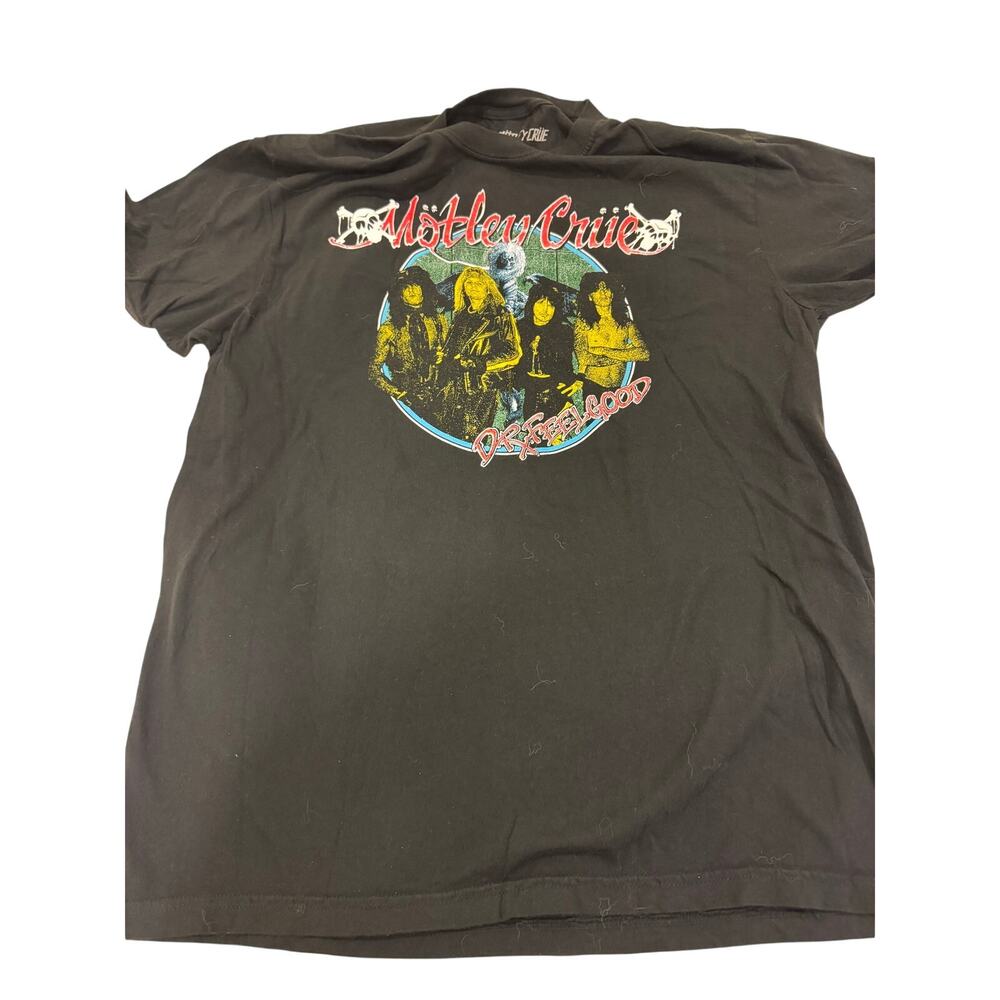 Motley Crue Dr Feelgood Circle Photo T-Shirt Black Men Large 2 sided Cotton